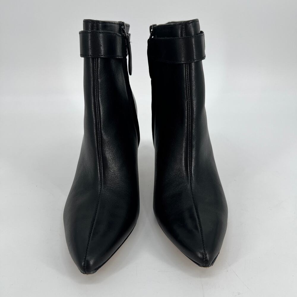 Banana Republic Factory 70mm Heel Dress Bootie Womens 9 Black Leather Belted - Picture 2 of 11